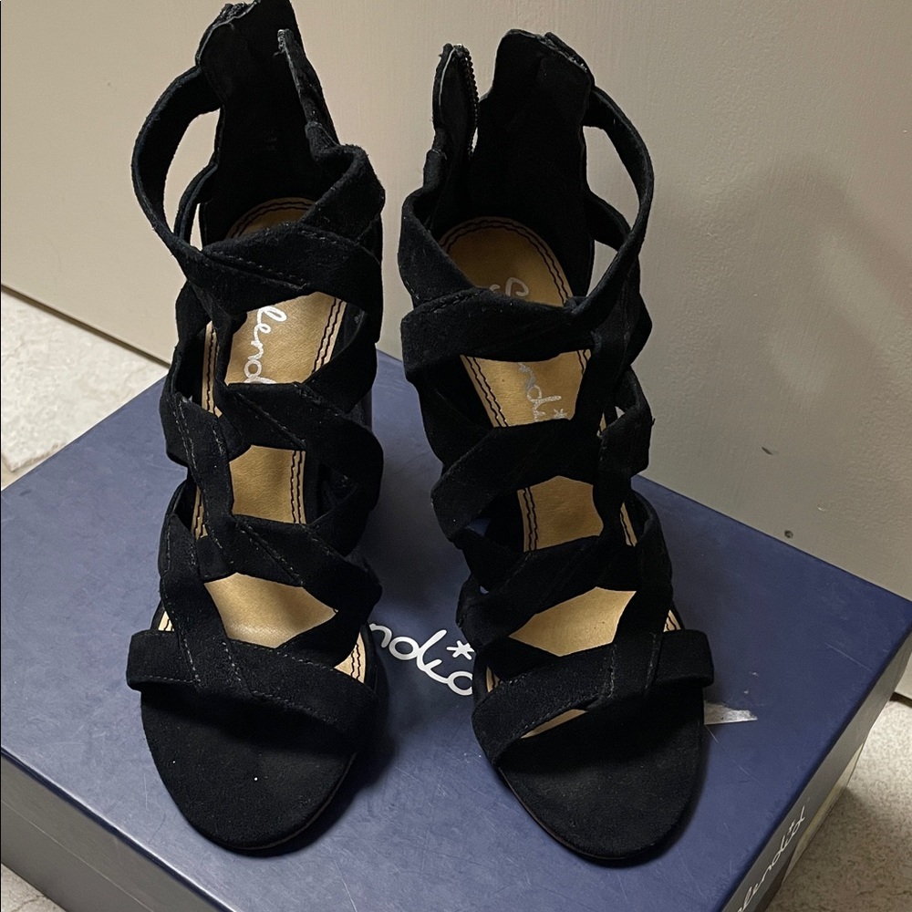 Splendid Black Strappy Heels for Women - Size 5